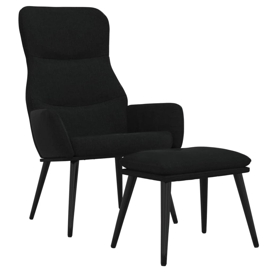 Relaxstoel met voetenbank stof zwart