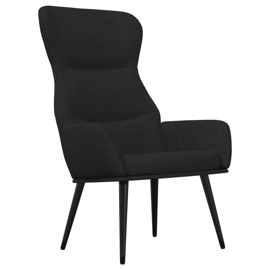 Relaxstoel met voetenbank stof zwart