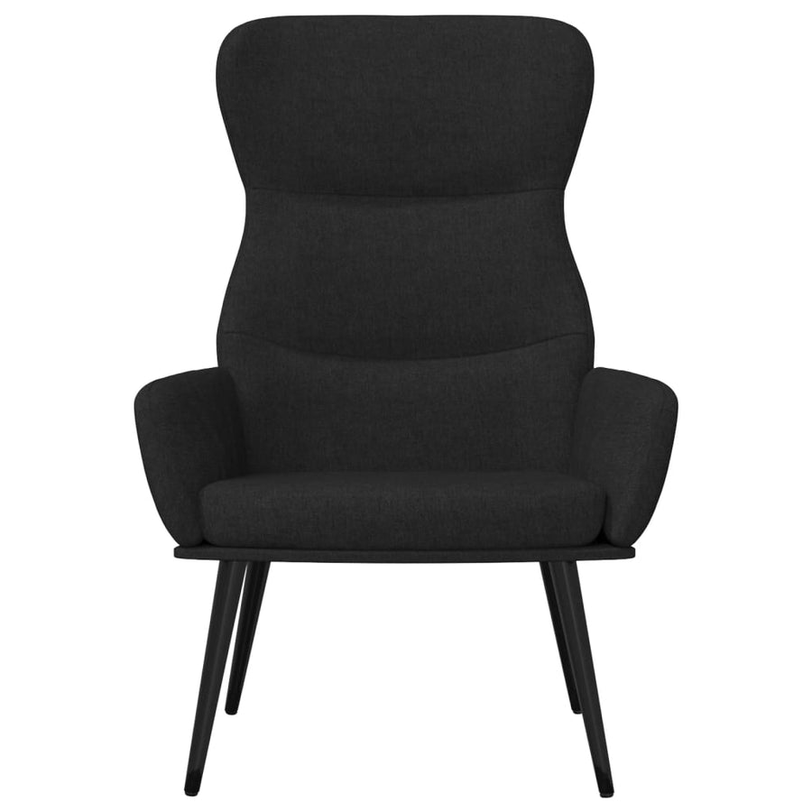 Relaxstoel met voetenbank stof zwart