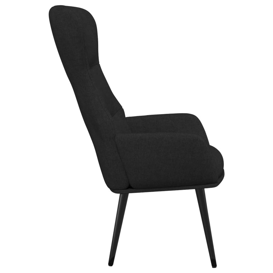 Relaxstoel met voetenbank stof zwart
