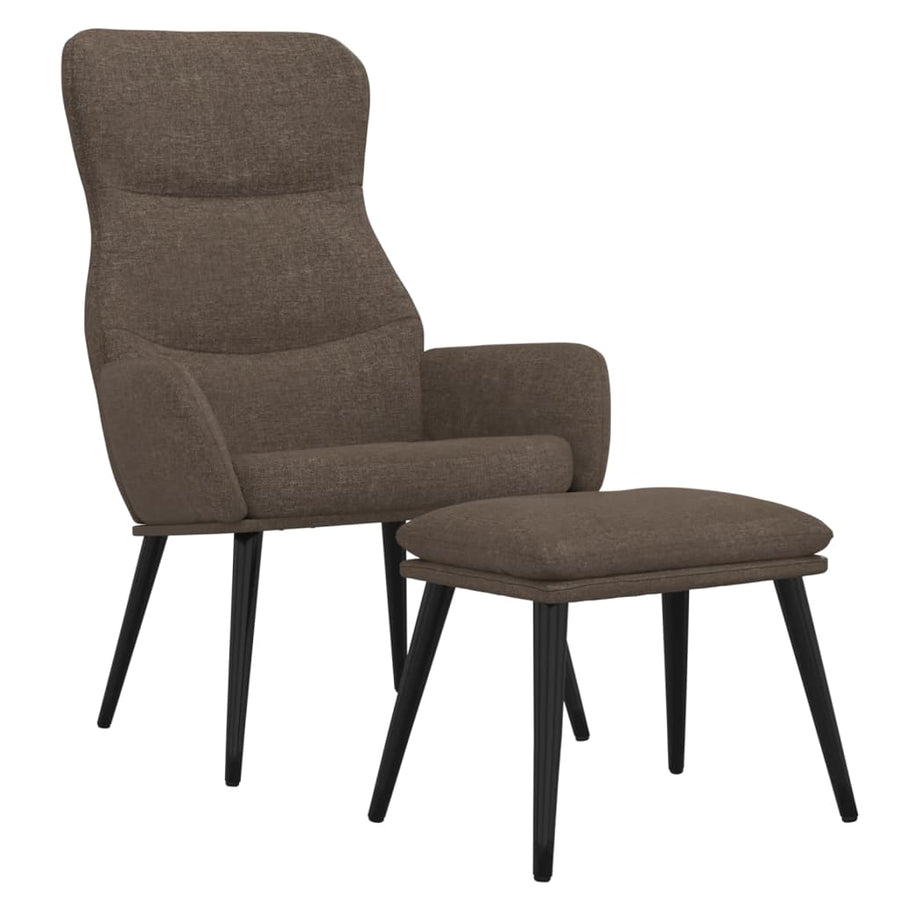 Relaxstoel met voetenbank stof taupe