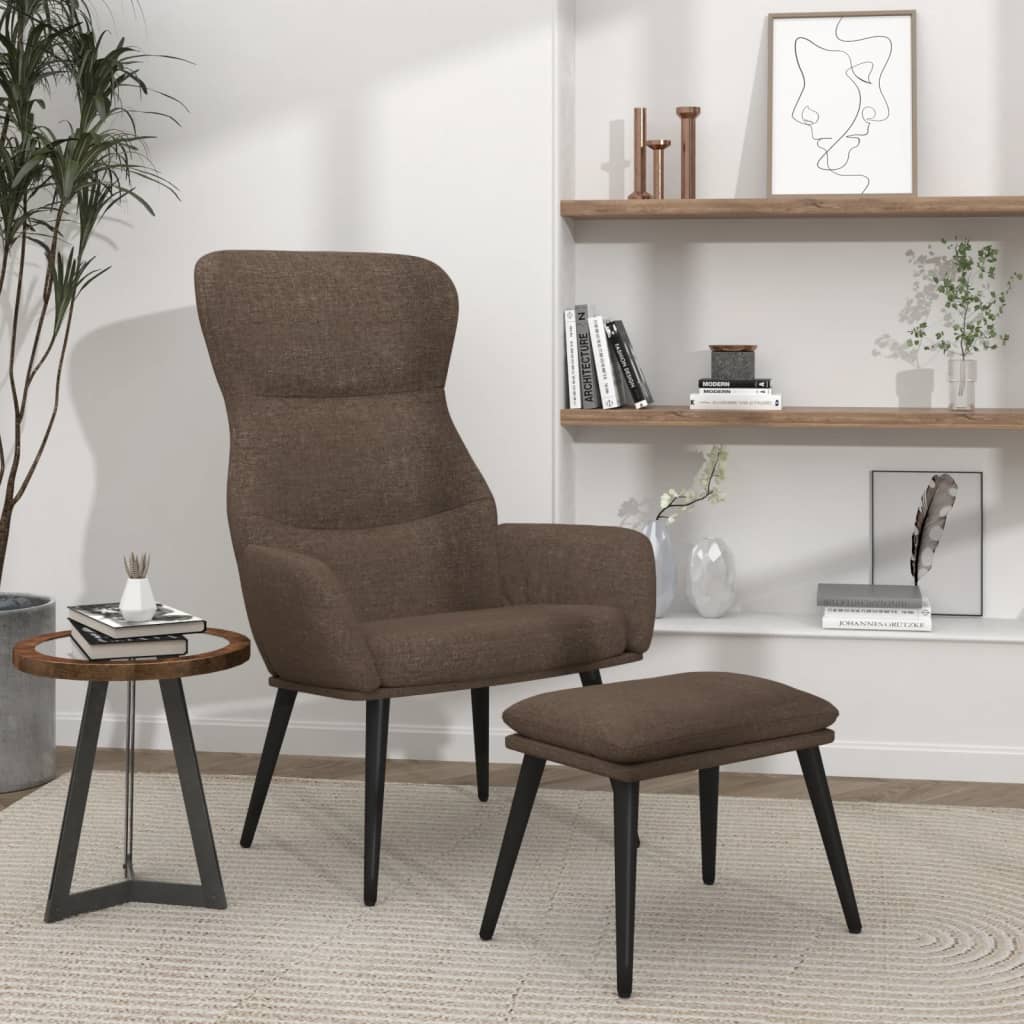 Relaxstoel met voetenbank stof taupe