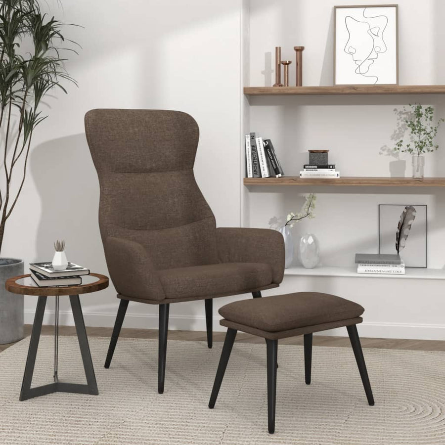 Relaxstoel met voetenbank stof taupe
