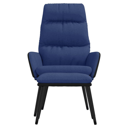Relaxstoel met voetenbank stof en kunstleer blauw