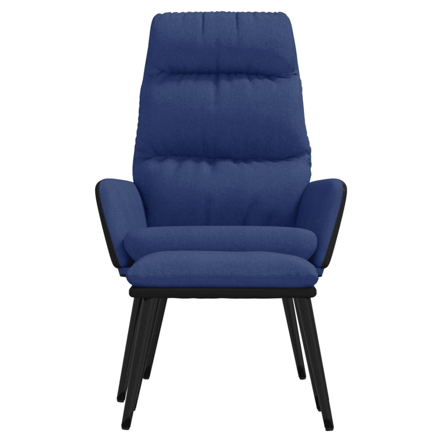 Relaxstoel met voetenbank stof en kunstleer blauw