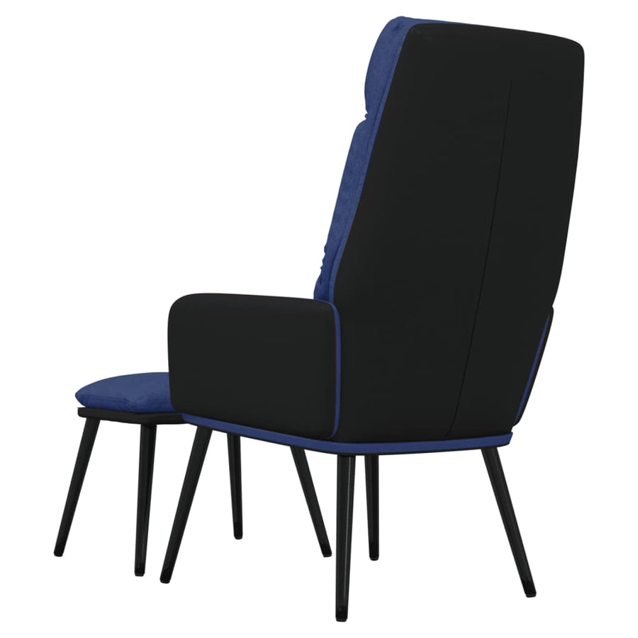 Relaxstoel met voetenbank stof en kunstleer blauw
