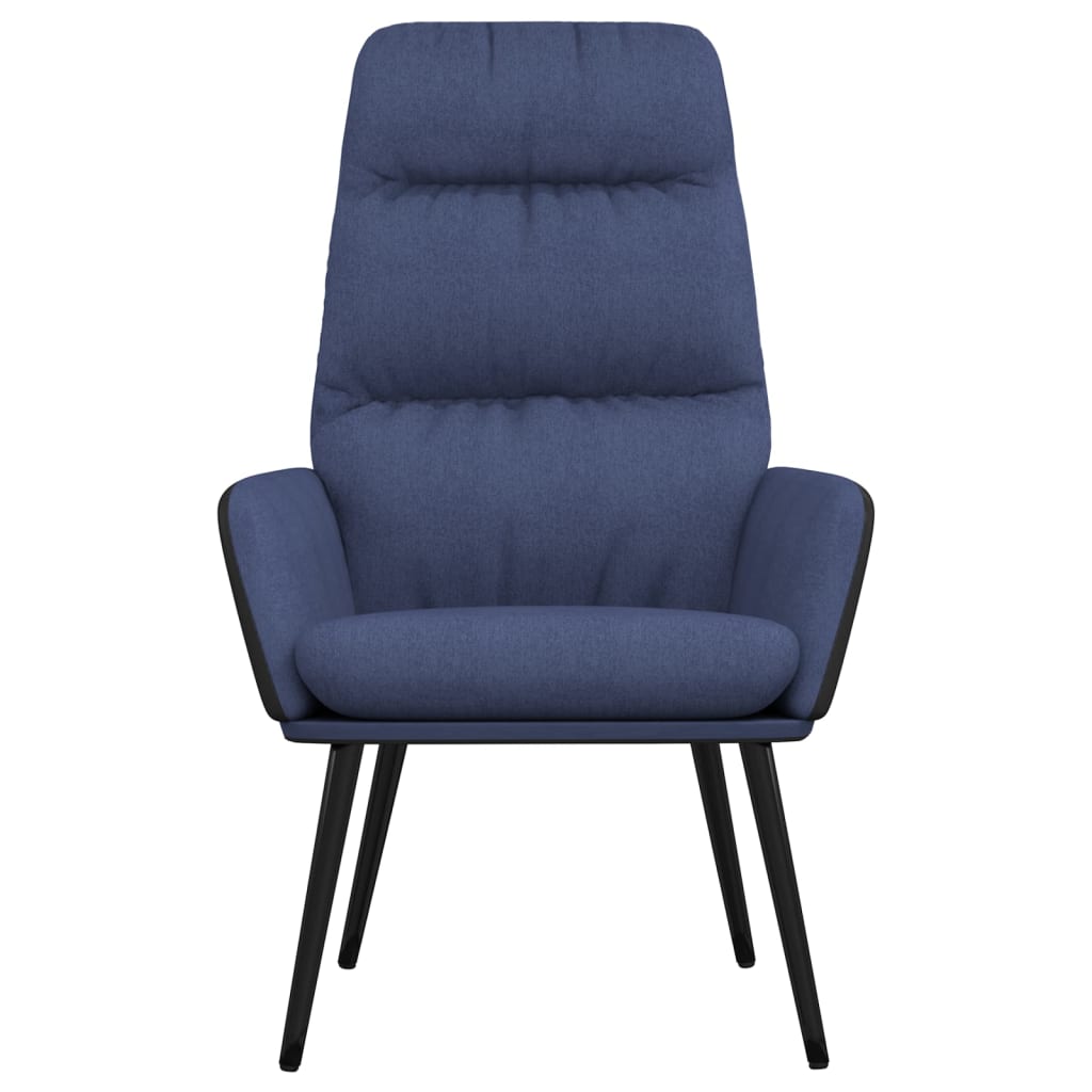 Relaxstoel met voetenbank stof en kunstleer blauw