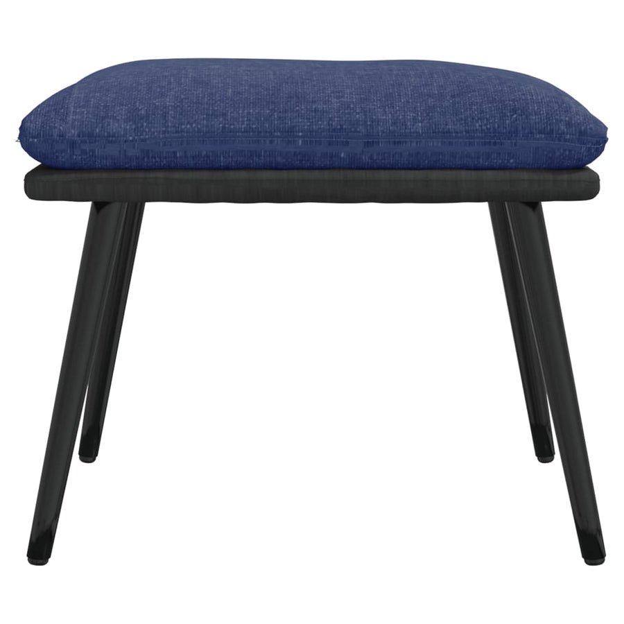 Relaxstoel met voetenbank stof en kunstleer blauw