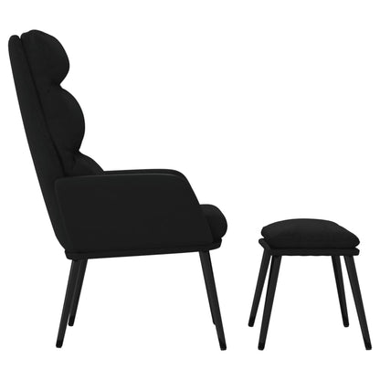 Relaxstoel met voetenbank stof en kunstleer zwart