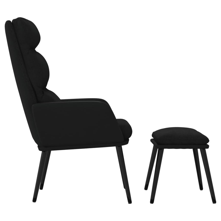 Relaxstoel met voetenbank stof en kunstleer zwart