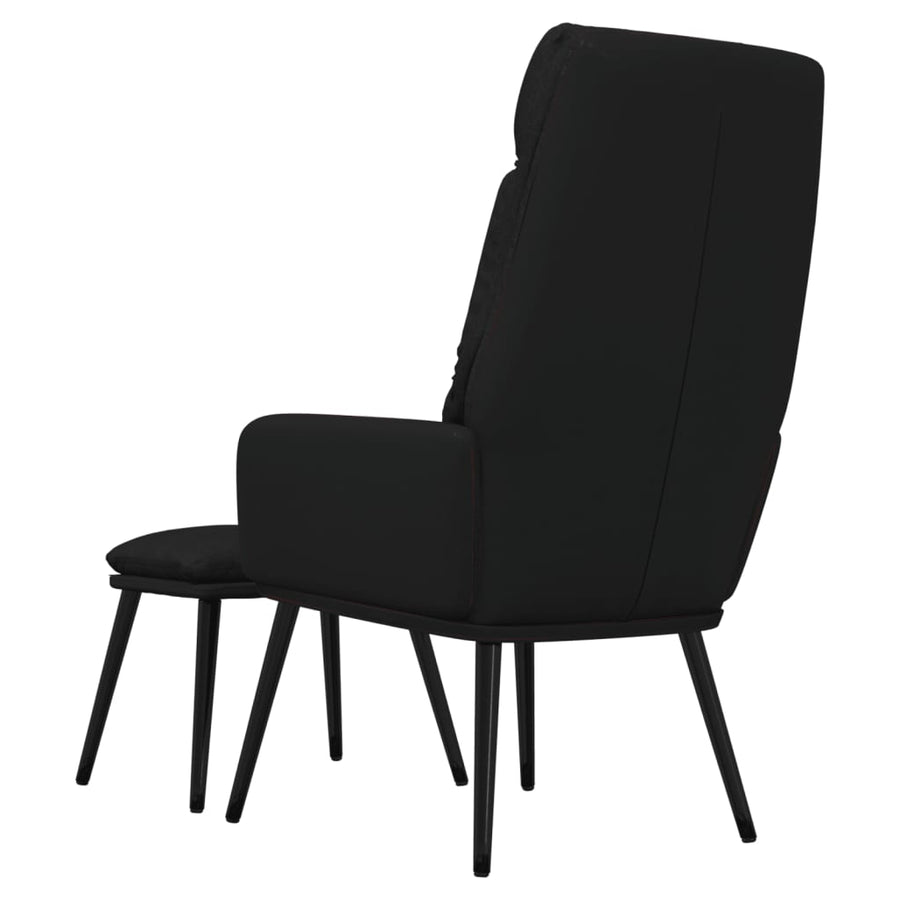 Relaxstoel met voetenbank stof en kunstleer zwart
