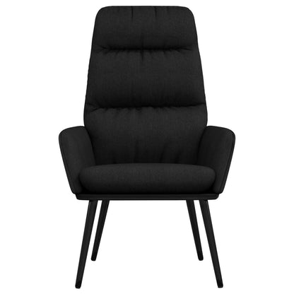 Relaxstoel met voetenbank stof en kunstleer zwart