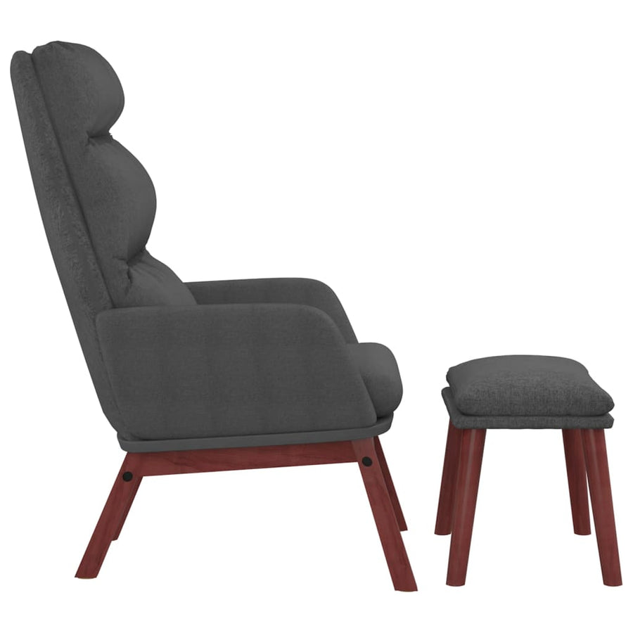 Relaxstoel met voetenbank stof donkergrijs