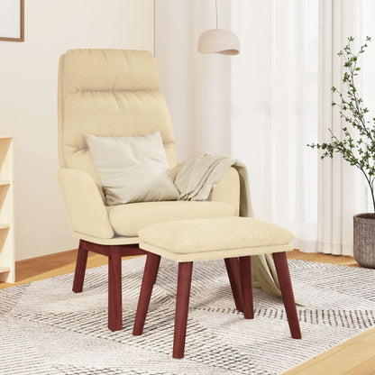 Relaxstoel met voetenbank stof crèmekleurig