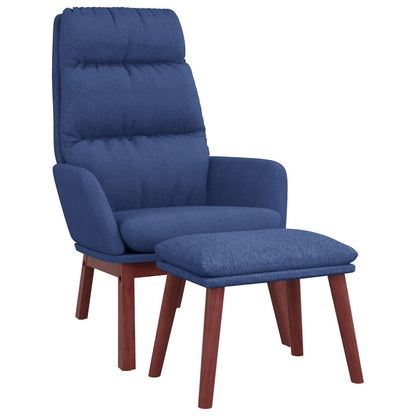 Relaxstoel met voetenbank stof blauw