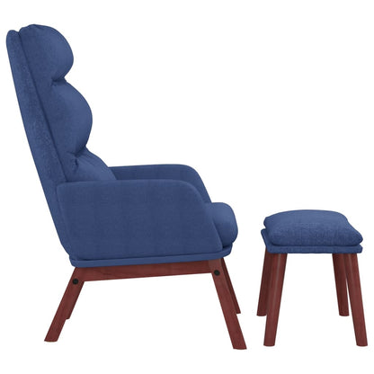 Relaxstoel met voetenbank stof blauw