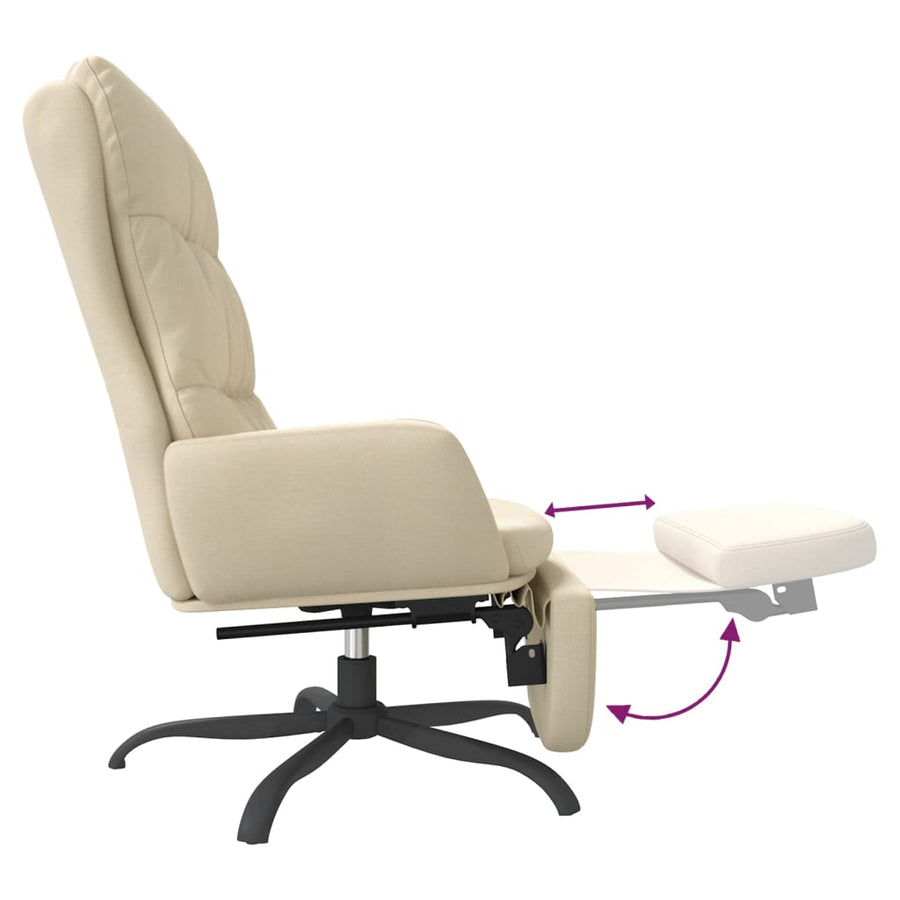 Relaxstoel met voetensteun stof crèmekleurig