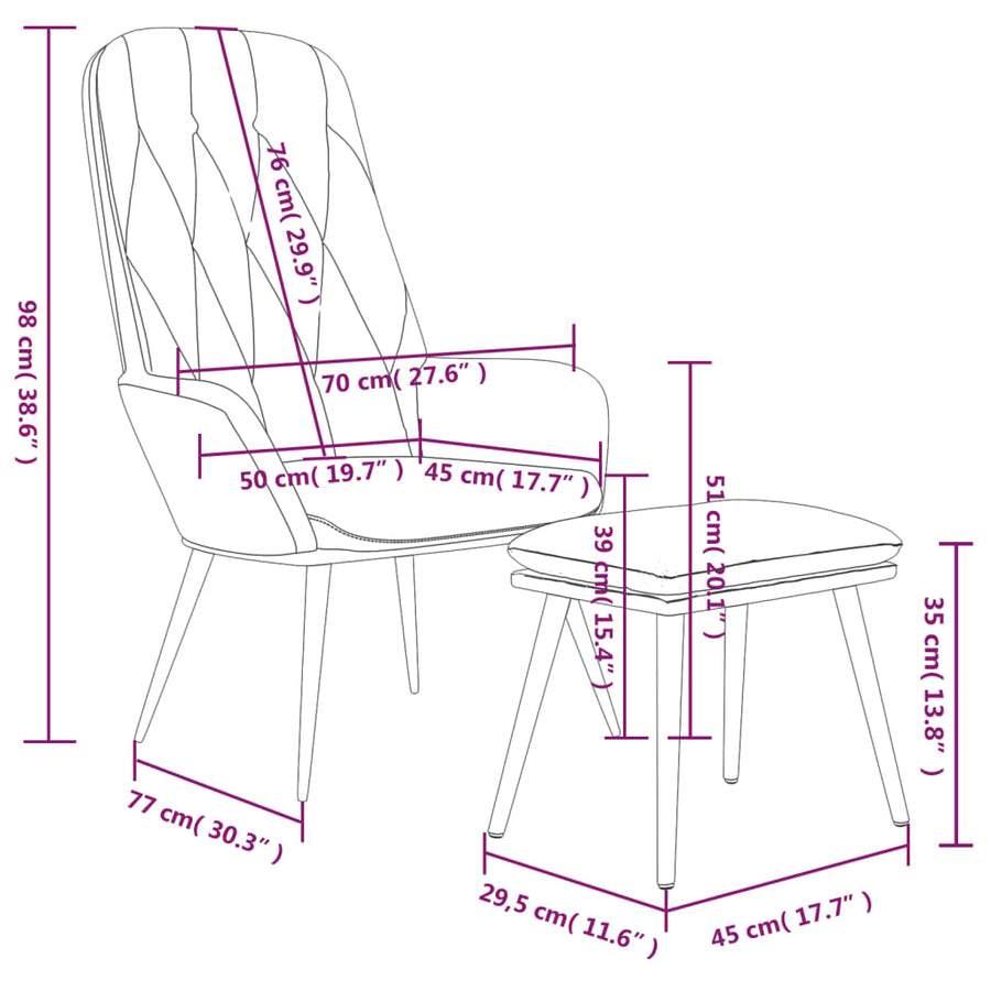 Relaxstoel Met Voetenbank Fluweel 1