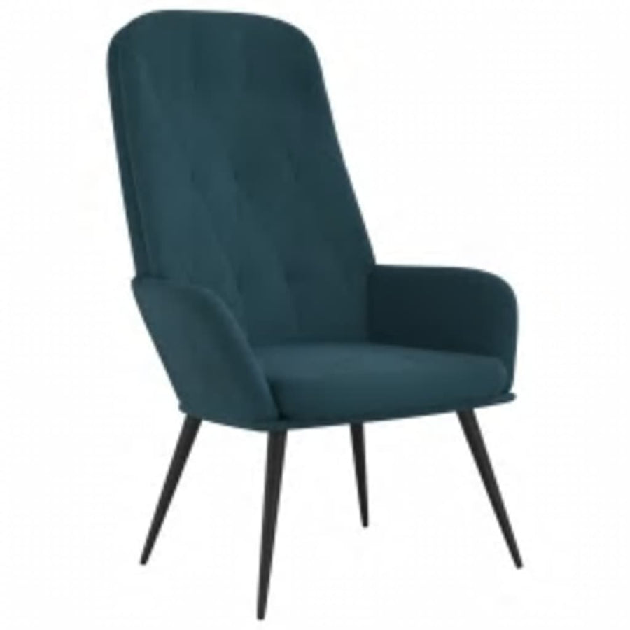 Relaxstoel met voetenbank fluweel blauw