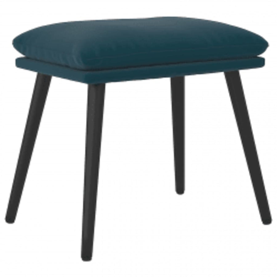 Relaxstoel met voetenbank fluweel blauw