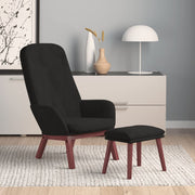 Relaxstoel met voetenbank fluweel zwart