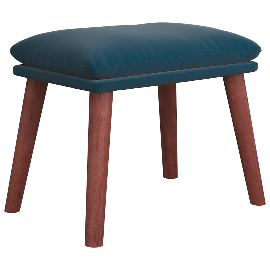 Relaxstoel met voetenbank fluweel blauw