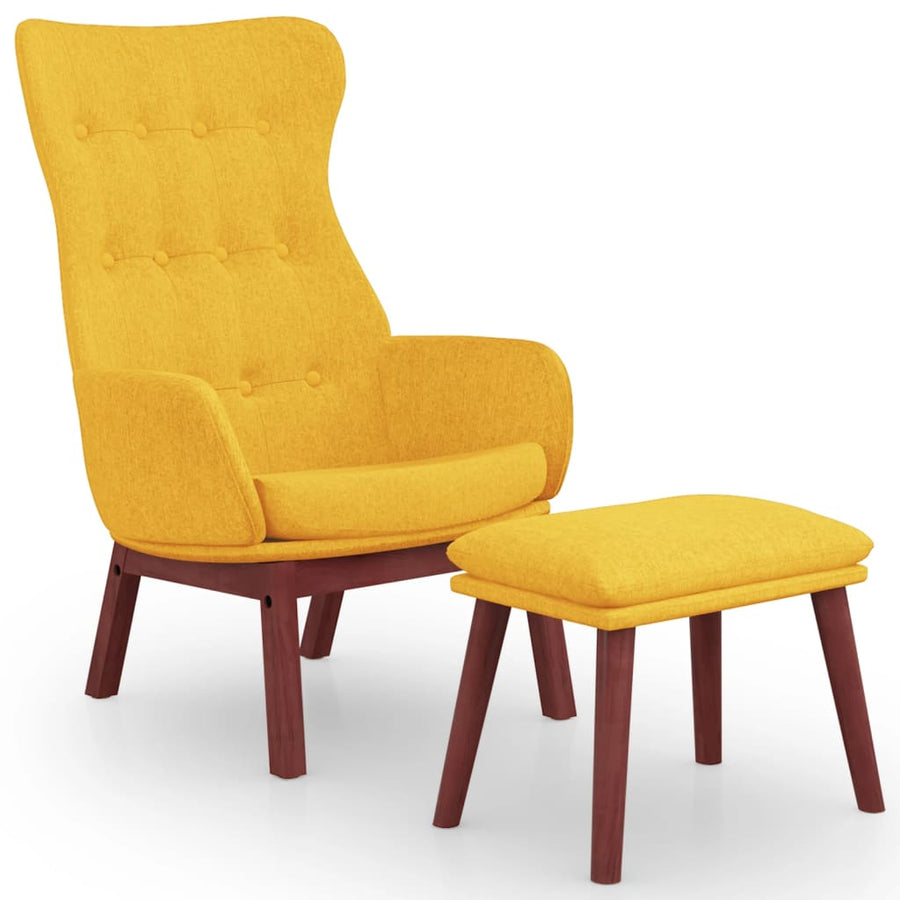 Relaxstoel met voetenbank stof mosterdgeel