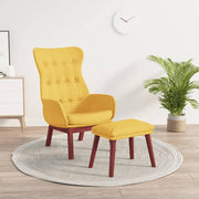Relaxstoel met voetenbank mosterdgeel stof