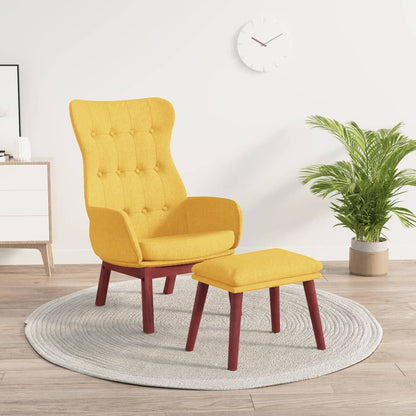 Relaxstoel met voetenbank stof mosterdgeel