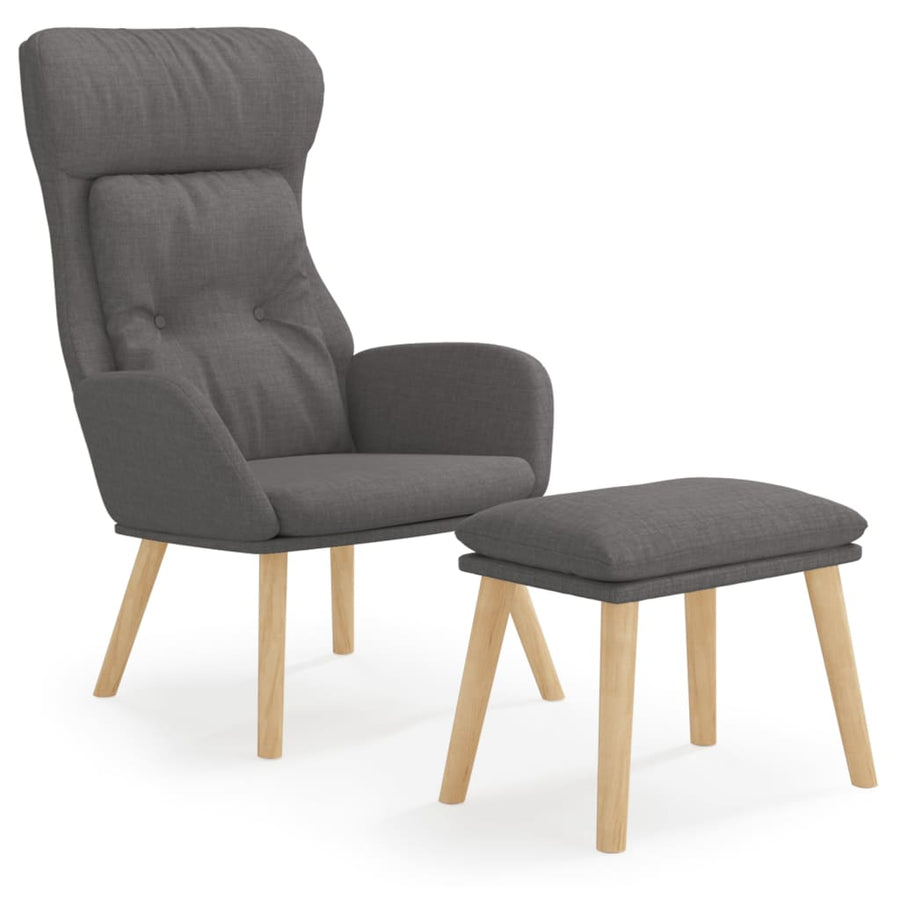 Relaxstoel met voetenbank stof donkergrijs