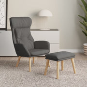 Relaxstoel met voetenbank stof donkergrijs 70x77x94 cm