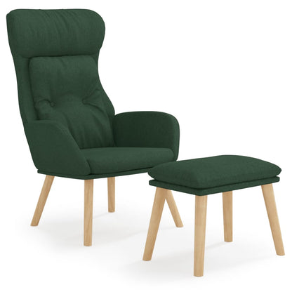 Relaxstoel met voetenbank stof donkergroen