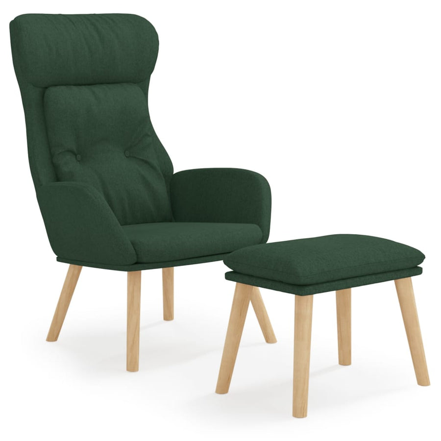 Relaxstoel met voetenbank stof donkergroen
