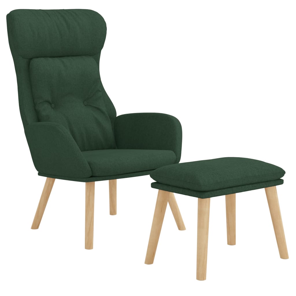 Relaxstoel met voetenbank stof donkergroen