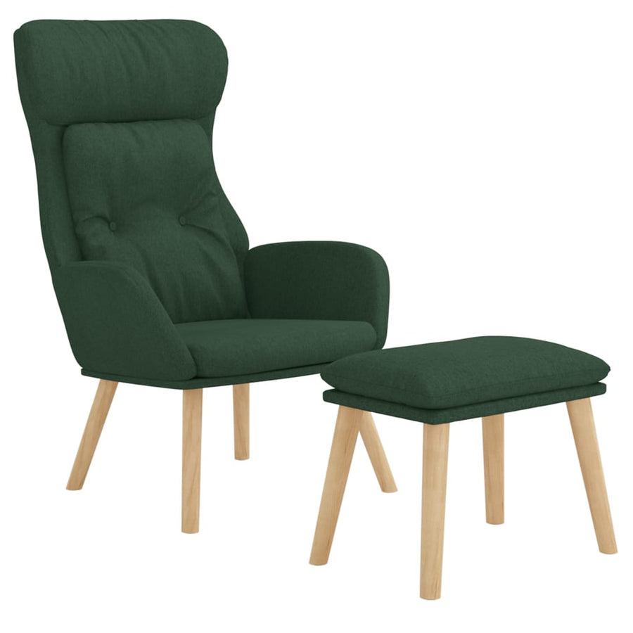 Relaxstoel met voetenbank stof donkergroen