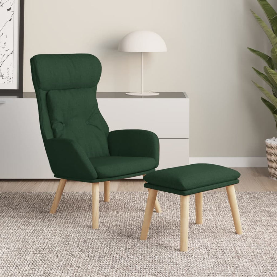Relaxstoel met voetenbank stof donkergroen