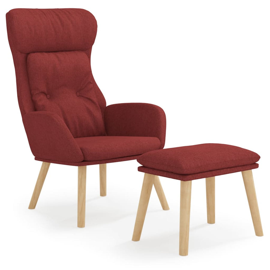 Relaxstoel met voetenbank stof wijnrood