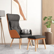 Relaxstoel met voetenbank donkergrijs kunstleer stof