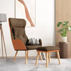 Relaxstoel met voetenbank kunstleer stof bruin