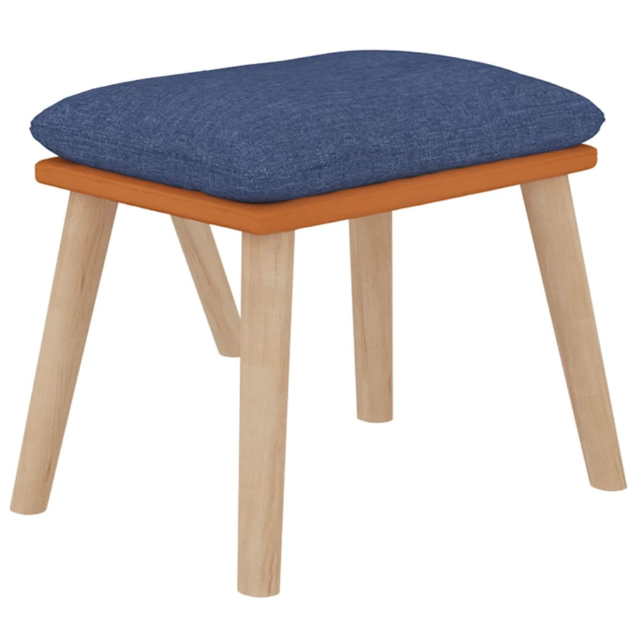 Relaxstoel met voetenbankje kunstleer en stof blauw