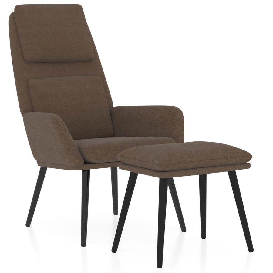 Relaxstoel met voetenbank stof bruin