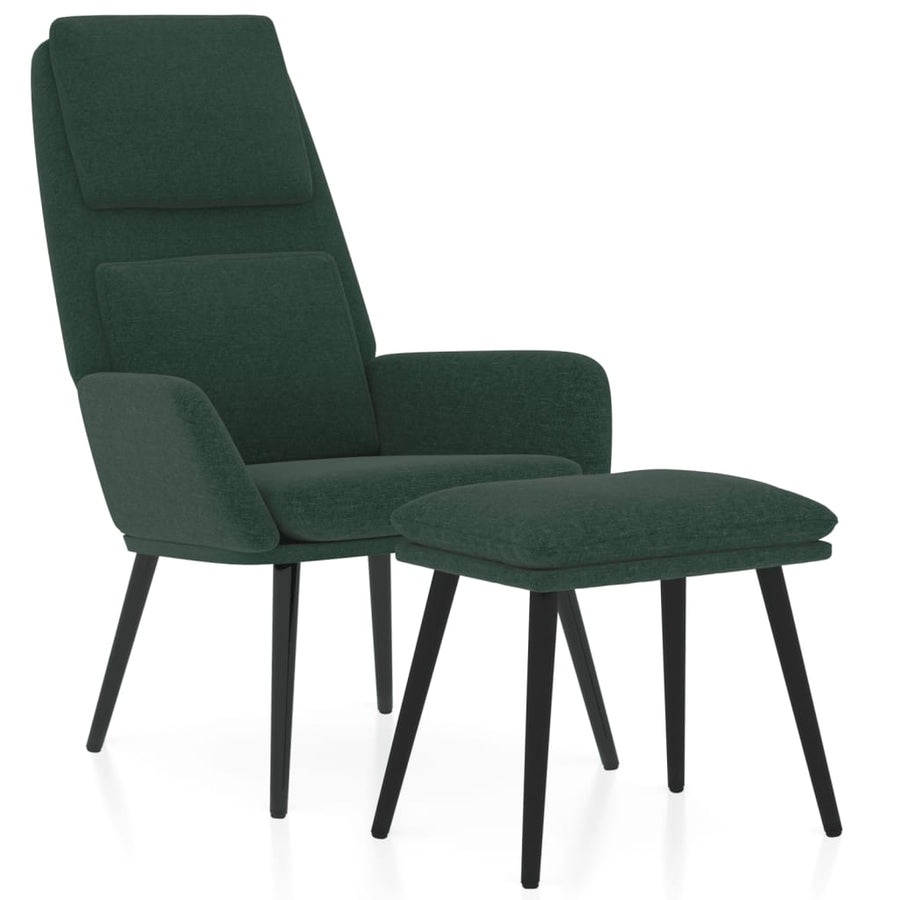 Relaxstoel met voetenbank stof donkergroen