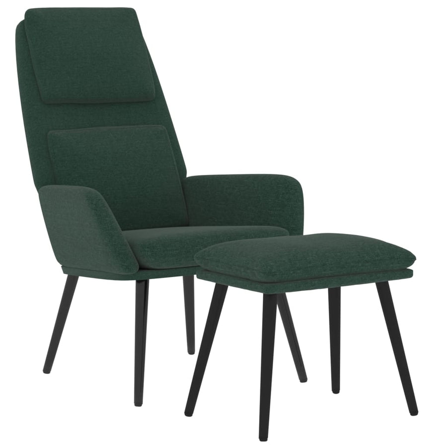 Relaxstoel met voetenbank stof donkergroen