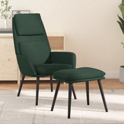 Relaxstoel met voetenbank donkergroen stof 70x77x98 cm