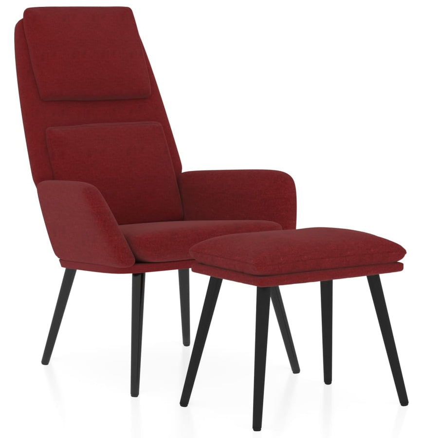 Relaxstoel met voetenbank stof wijnrood