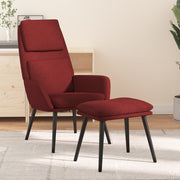 Relaxstoel met voetenbank stof wijnrood 70x77x98 cm