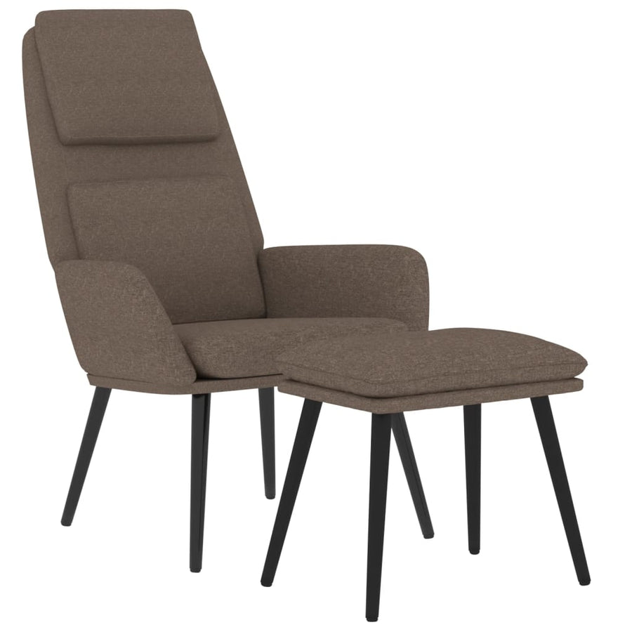Relaxstoel met voetenbank stof taupe
