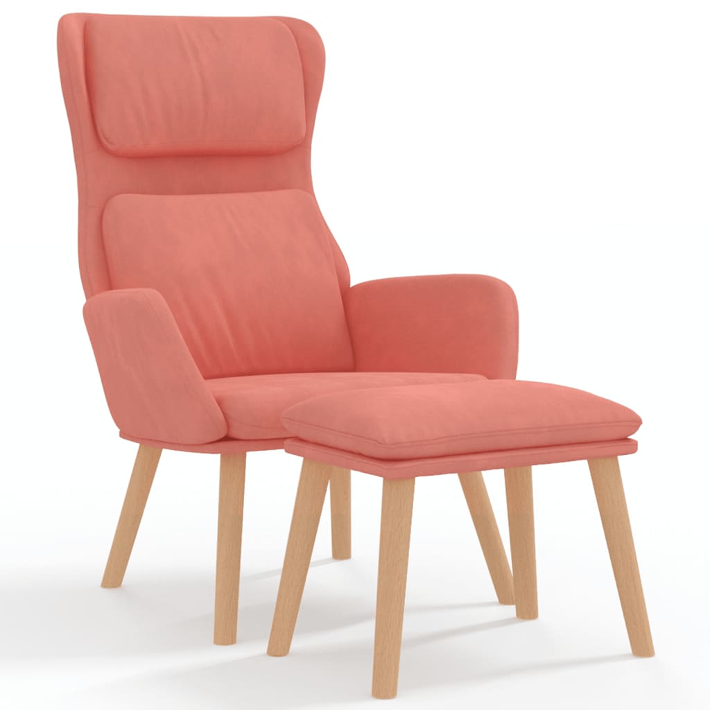 Relaxstoel Met Voetenbank Fluweel Roze