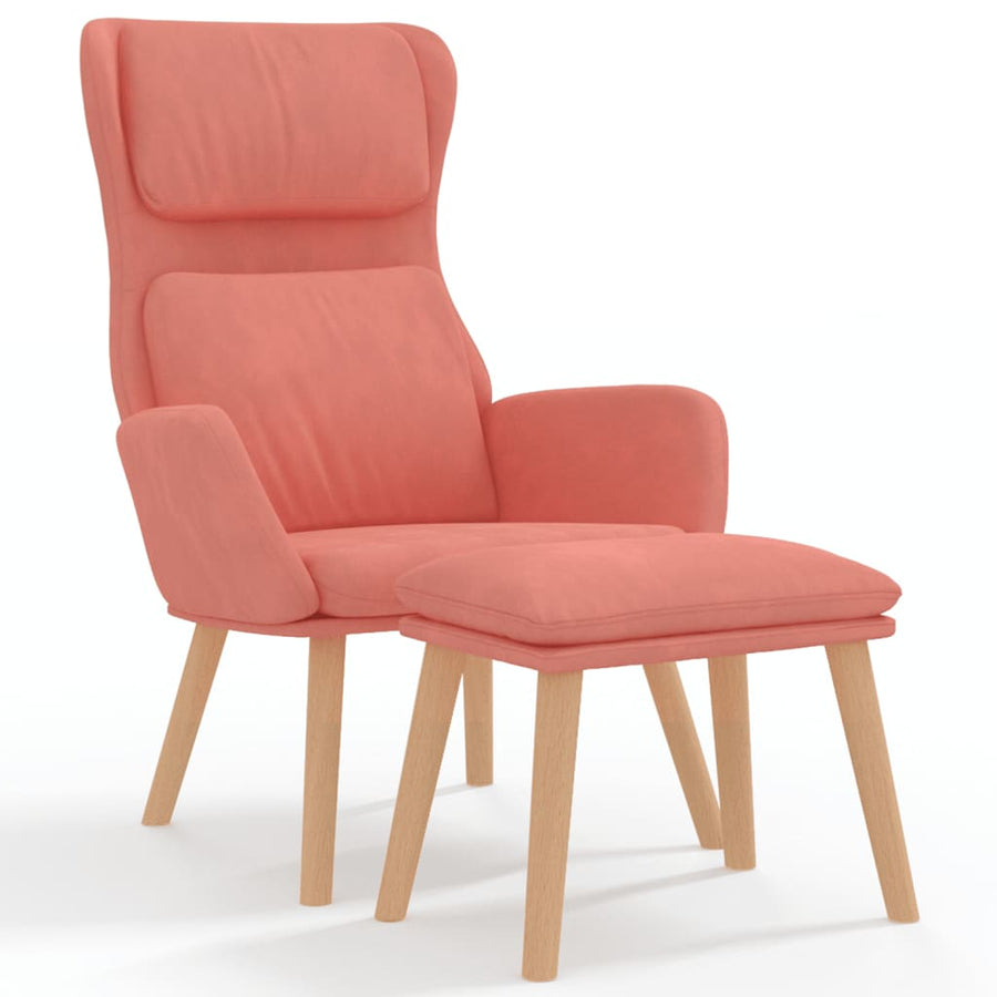 Relaxstoel Met Voetenbank Fluweel Roze