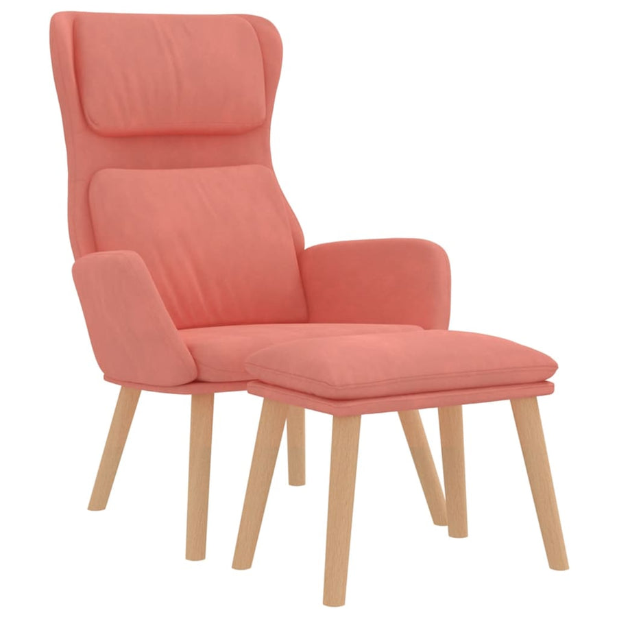 Relaxstoel Met Voetenbank Fluweel Roze